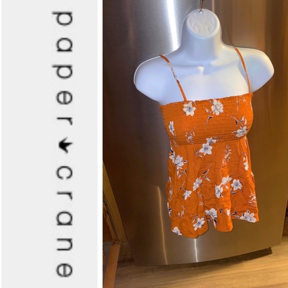 Paper Crane Tops - ‼️CLEARANCE‼️Orange Floral Spaghetti Strap 🤍🧡